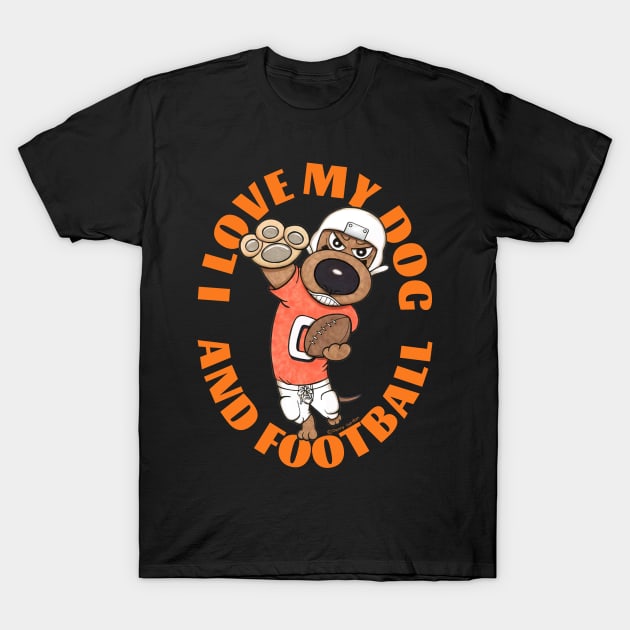 Cute Funny Doxie Dachshund Dog Football Player T-Shirt by Danny Gordon Art